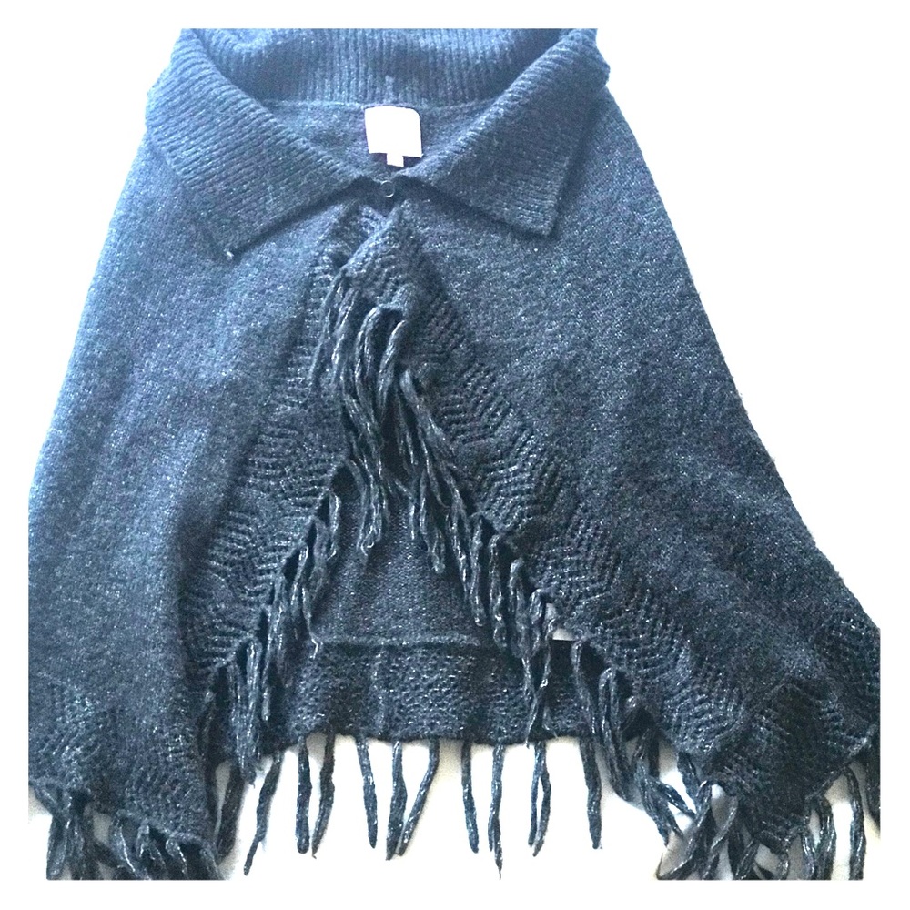 Grey Wool Poncho